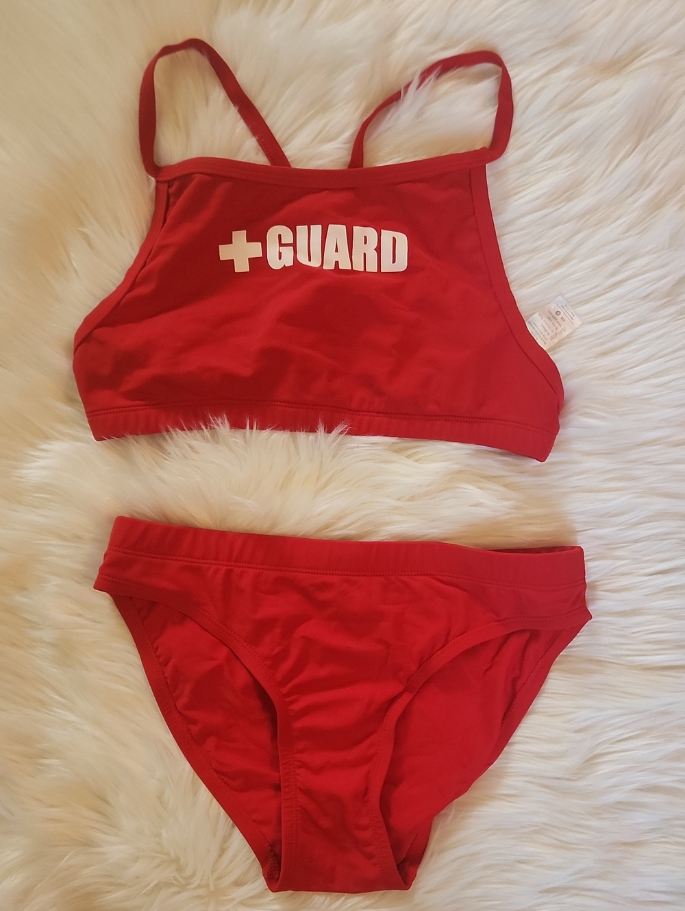 Red 'Life Guard' Two-Piece Swim Set - Junior Size Medium